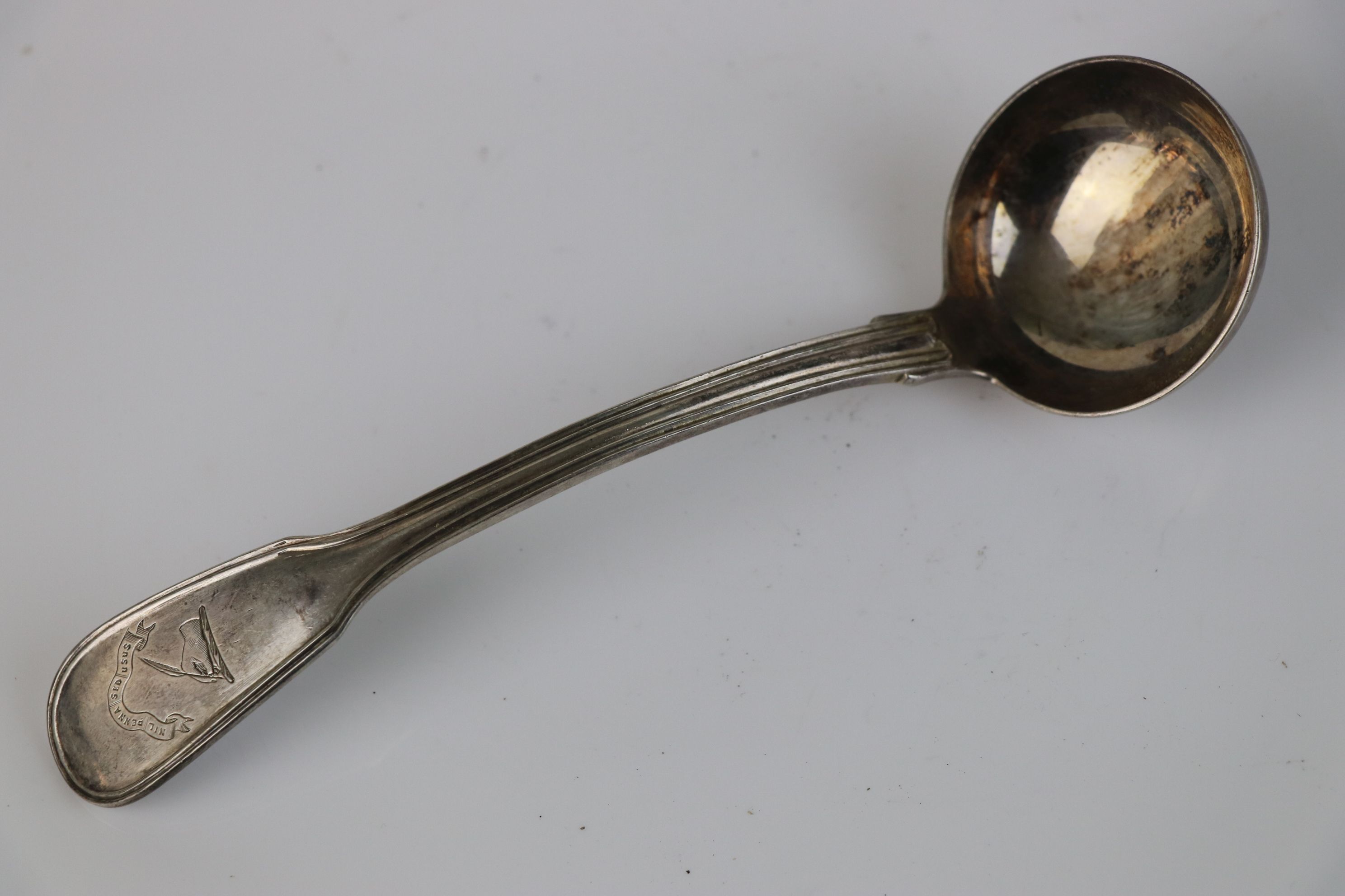 A fully hallmarked sterling silver Scottish sauce spoon, maker marked for John Murray or John - Image 2 of 4