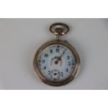 A continental .800 silver pocket watch with floral decorative enamel and sub second hand to 6 o'