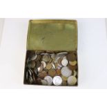 A collection of mixed 19th and 20th century British and world coins.