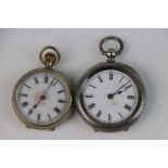 Two vintage sterling silver cased fob watches, one assayed in Birmingham and dated 1886.