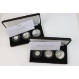 A cased Jubilee Mint silver proof The Centenary of World War One three coin set to include Five