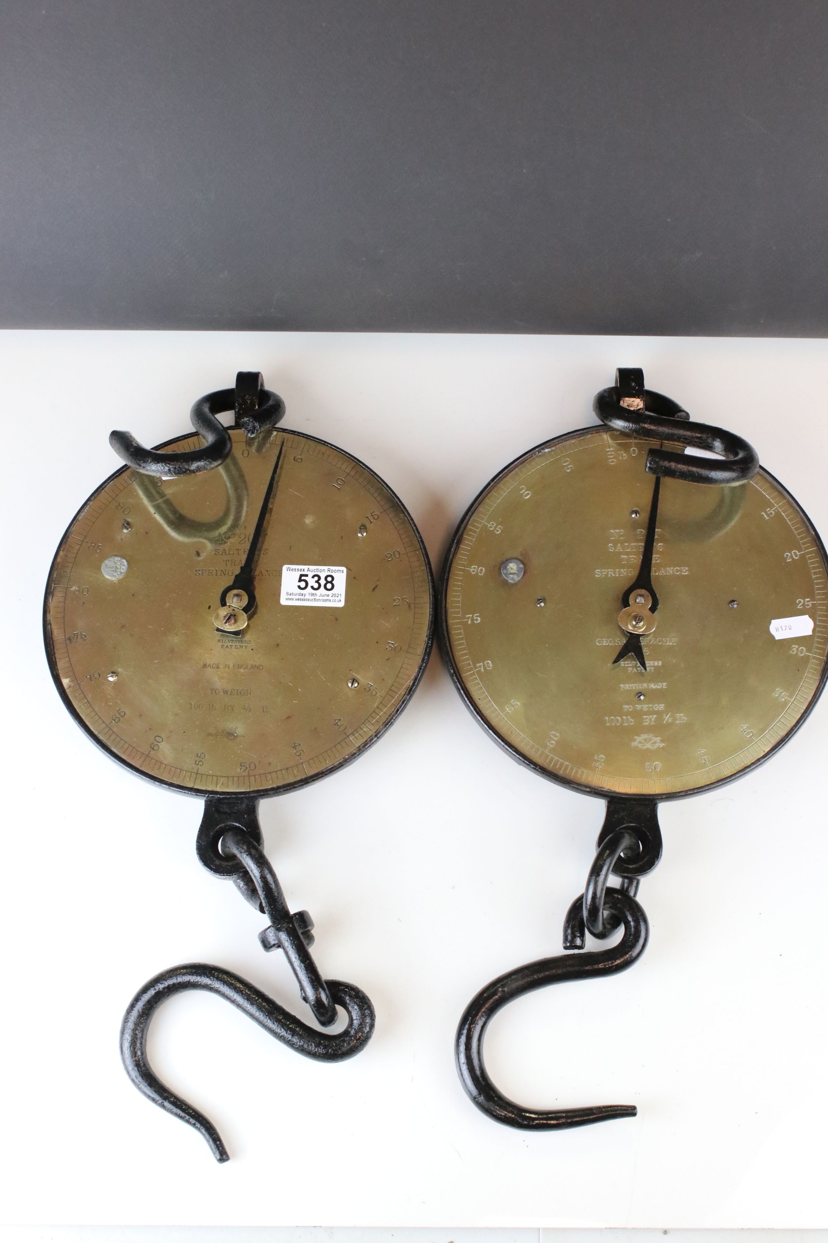 Two set of vintage Salters No.20T trade spring balance scales.