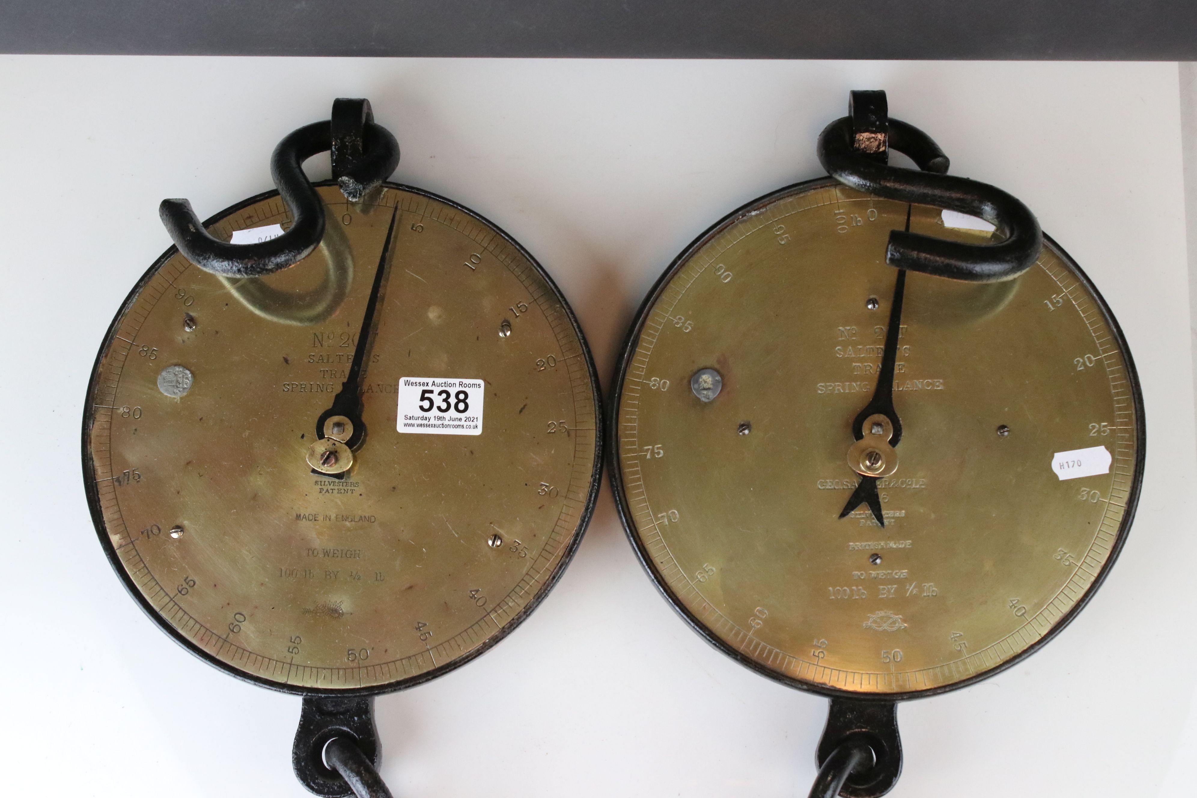 Two set of vintage Salters No.20T trade spring balance scales. - Image 2 of 4