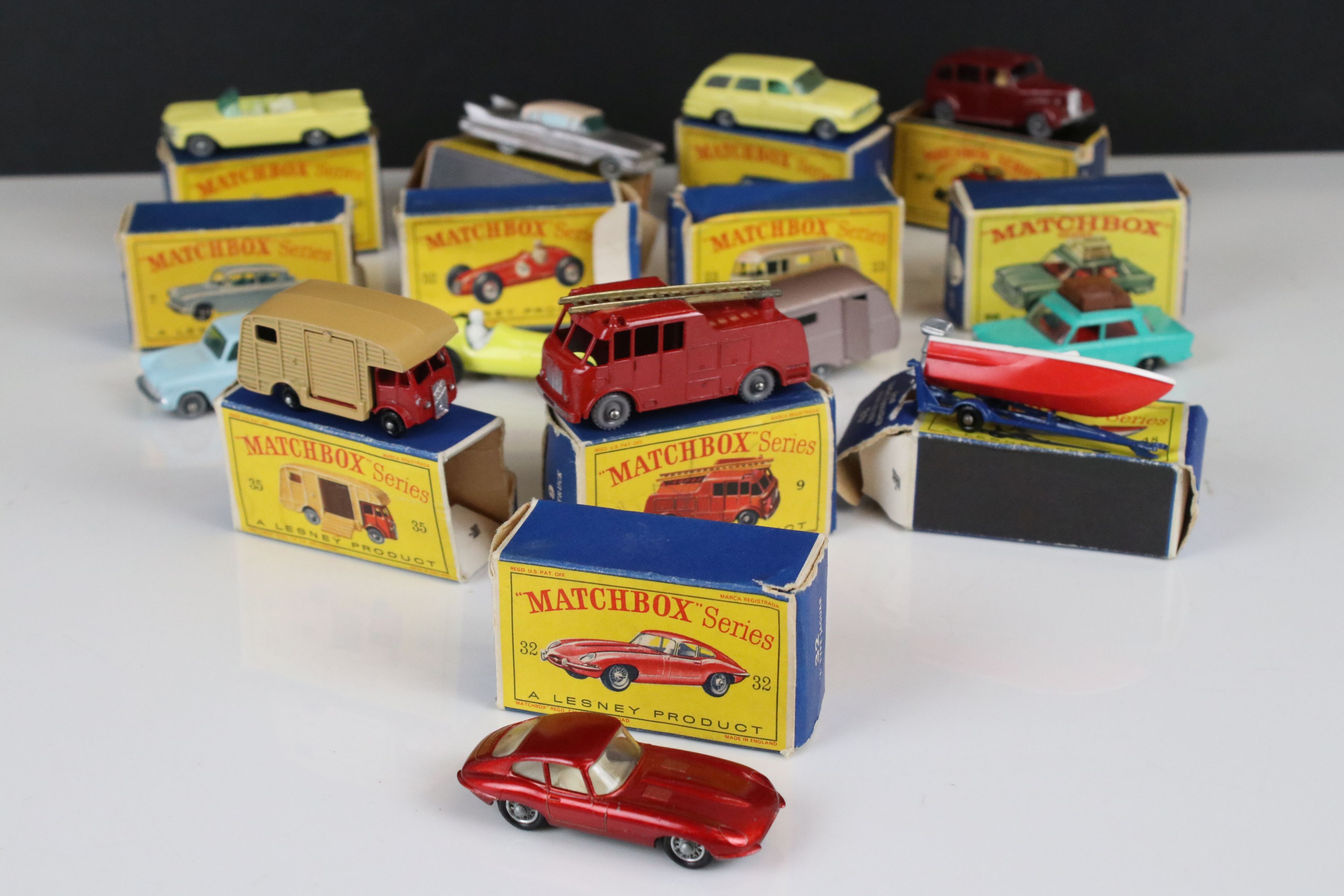 12 Boxed Matchbox 75 Series diecast models to include 7 Ford Anglia, 17 Metropolitan Taxi, 23