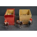 A collection of mainly Britains lead figures to include Fox hunting and farm equipment and animals.