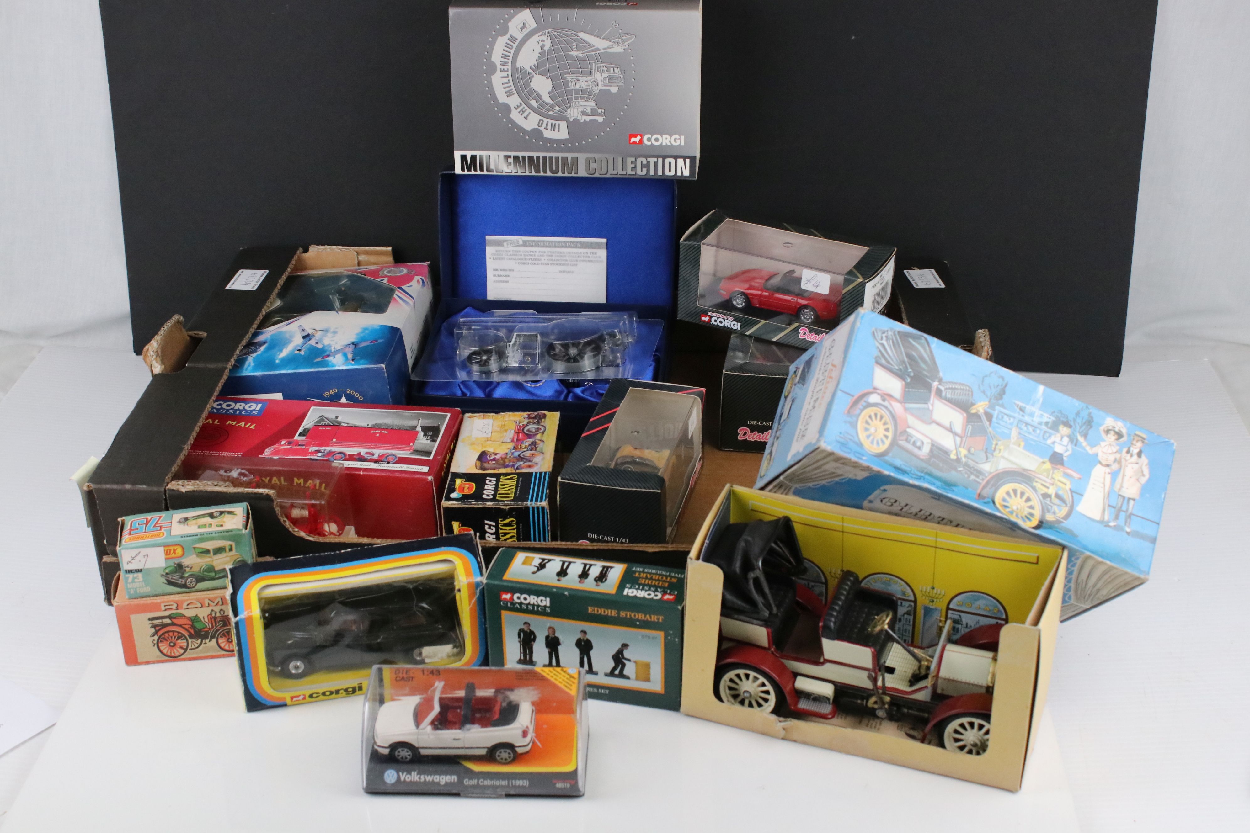 14 Boxed diecast / tin plate models to include Schuco Old Timer 1229, Corgi Millennium Collection