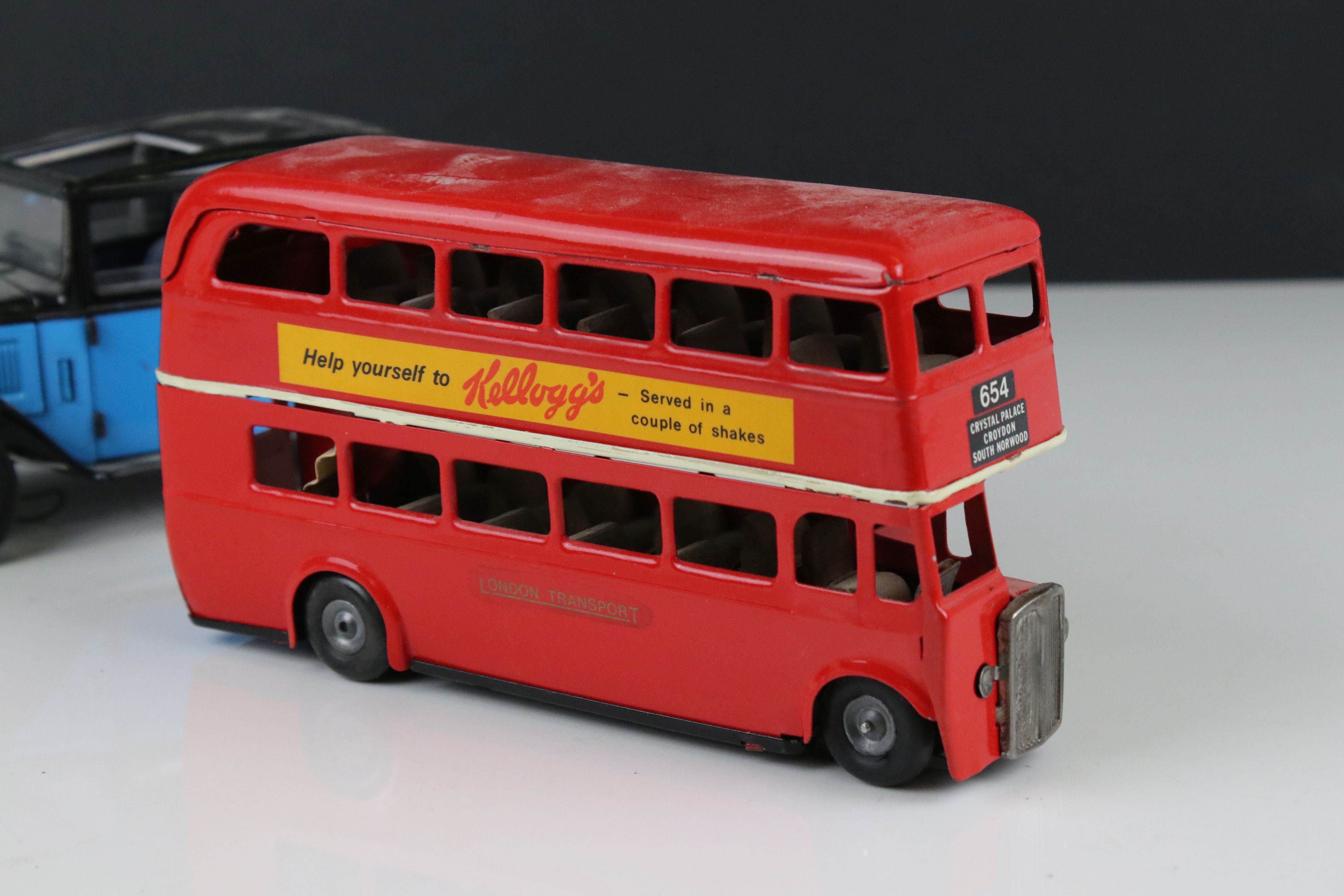 Five diecast / tin plate / plastic models to include Clockwork Triang Minic Bus, Triang Minic fire - Image 10 of 11