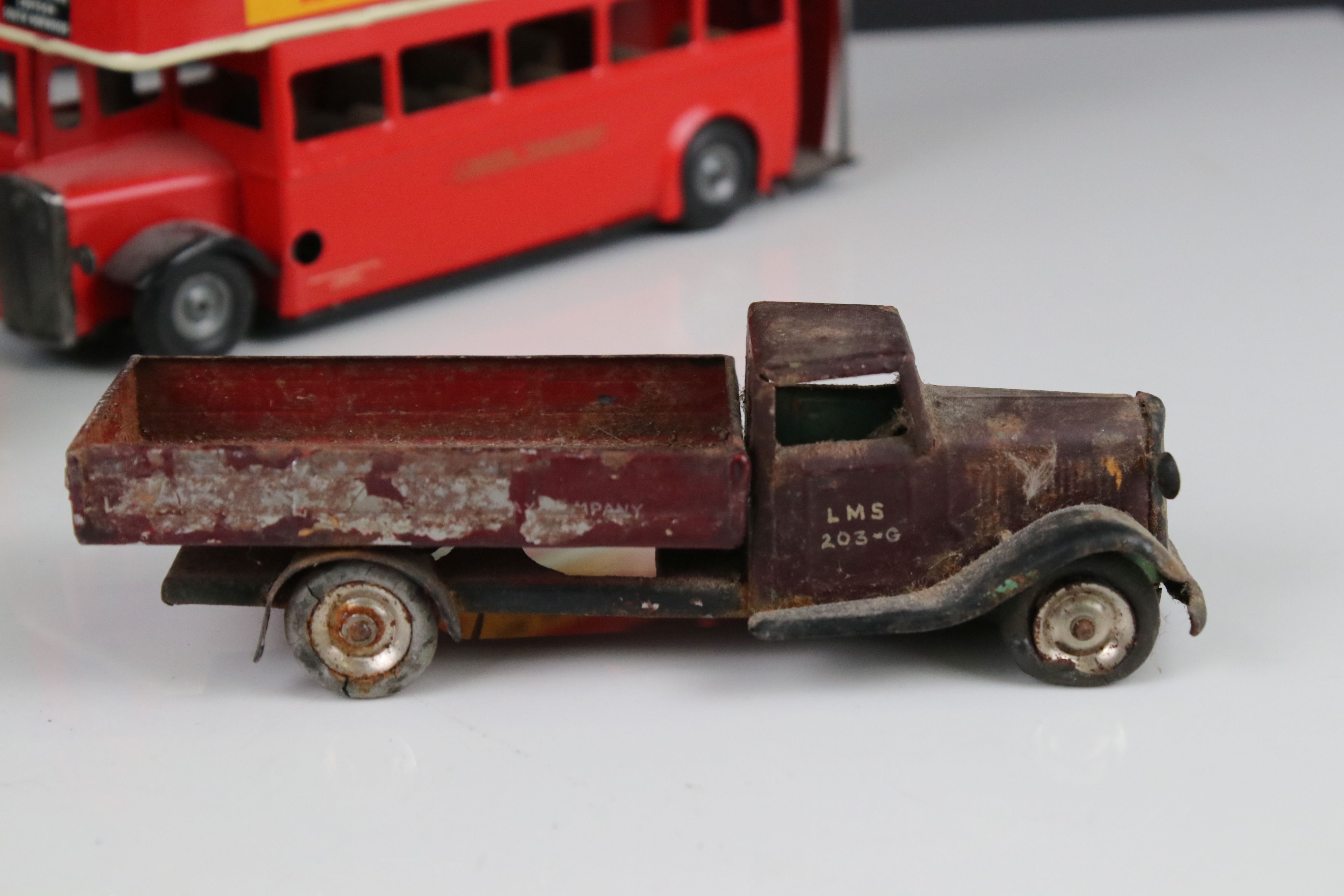 Five diecast / tin plate / plastic models to include Clockwork Triang Minic Bus, Triang Minic fire - Image 6 of 11