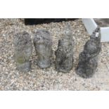 Pair of Composite Stone Garden Lions together with a Pair of Composite Stone Gnomes, 50cms high