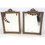 Pair of 19th century Rectangular Gilt and Gesso Wall Mirrors with bevelled edges, each 43cms x 59cms