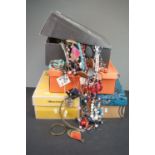A large quantity of mainly contemporary costume jewellery contained within four boxes.
