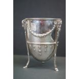 A Georgian fully hallmarked sterling silver three footed bowl with Rams head decoration, assay