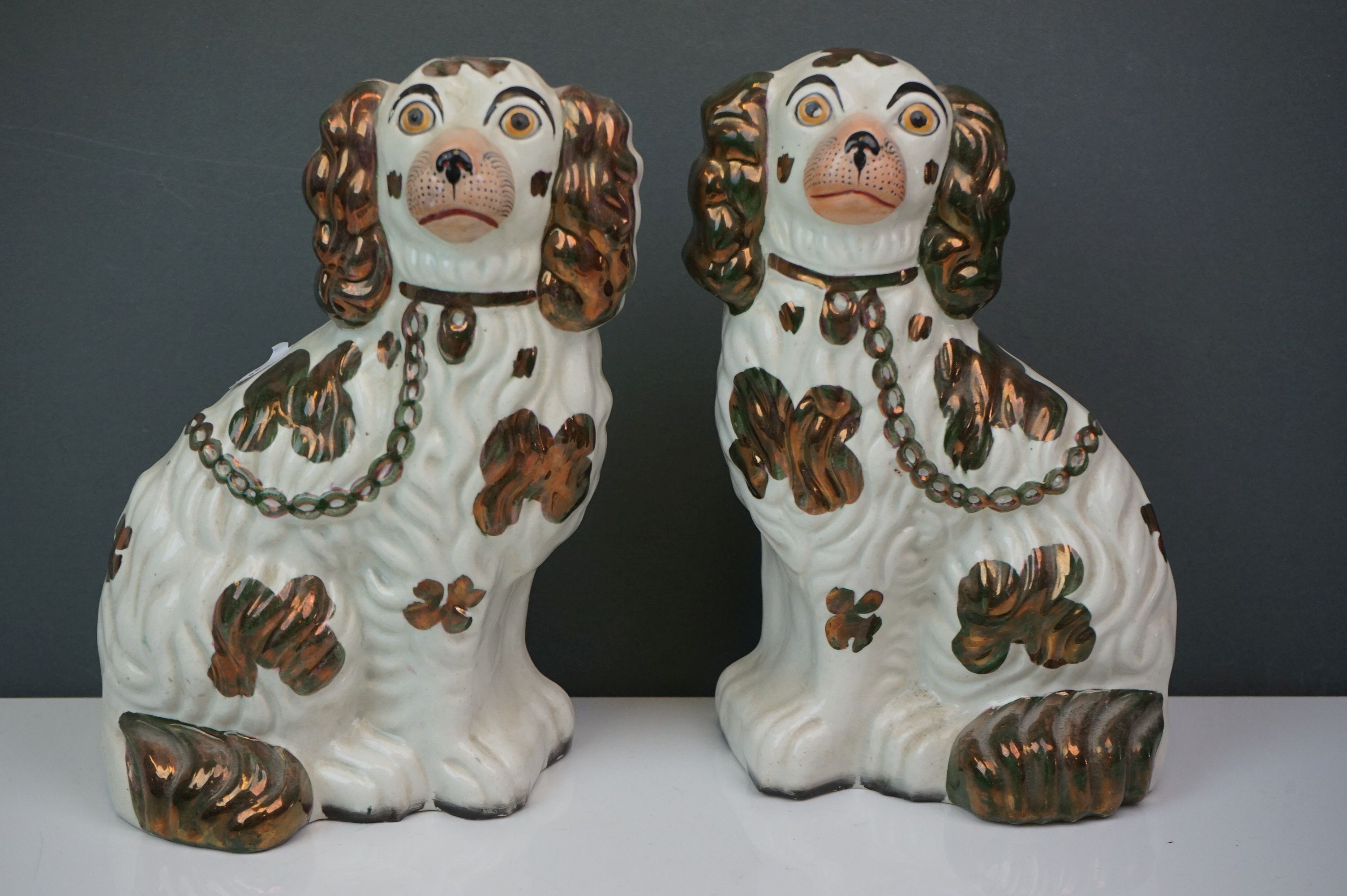 A 1970s Poole Pottery Delphis pattern dish together with a pair of lustre Staffordshire dogs. - Image 2 of 6