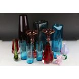 Mixed Lot of Coloured Glass ware including Blue Glass Lemonade Set (approx. 17 items in total)