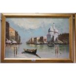 A contemporary oil painting Venetian scene with Gondola unsigned 44 x 68 cm .