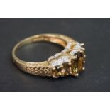 10ct yellow gold diamond and tourmaline ring