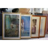 Two framed and glazed Salvador Dali prints Font and Apparatus and Hand together with two rural