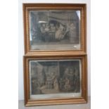 William Kidd pair of antique gilt framed prints The Cotters Saturday night. 36 x 50 cm.