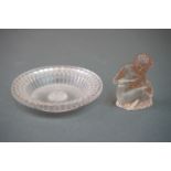 A R. Lalique glass pin dish together with a small glass ornament.