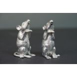 Pair of silver plated mice condiments