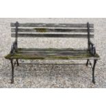 Wooden Slatted and Metal Garden Bench, 124cms long