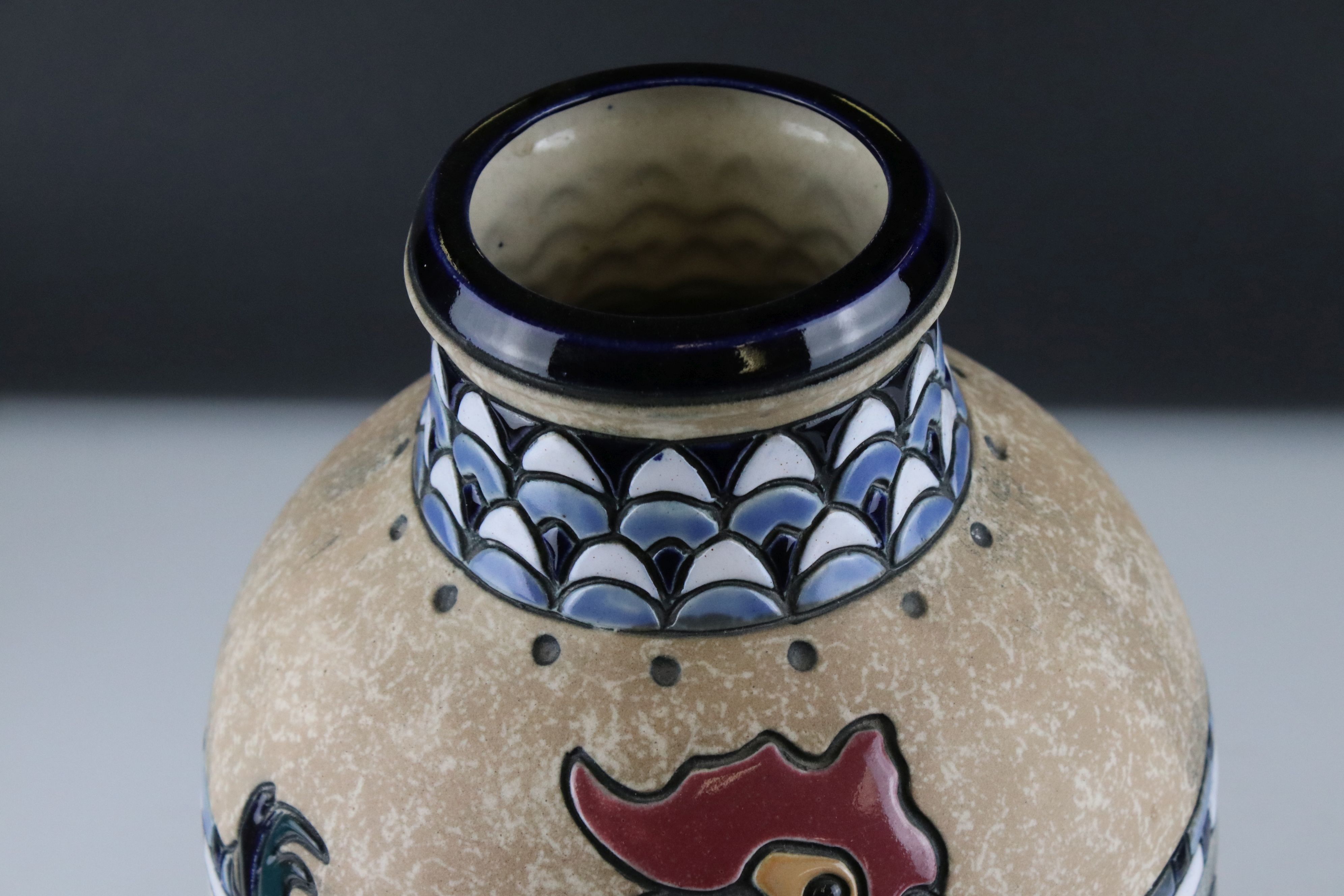 Amphora Pottery Vase with Cockerel / Rooster design, 36cms high - Image 3 of 6