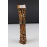 Fijian / South Sea Islands Bone Carving of a Seated Man / Deity , 20cms high