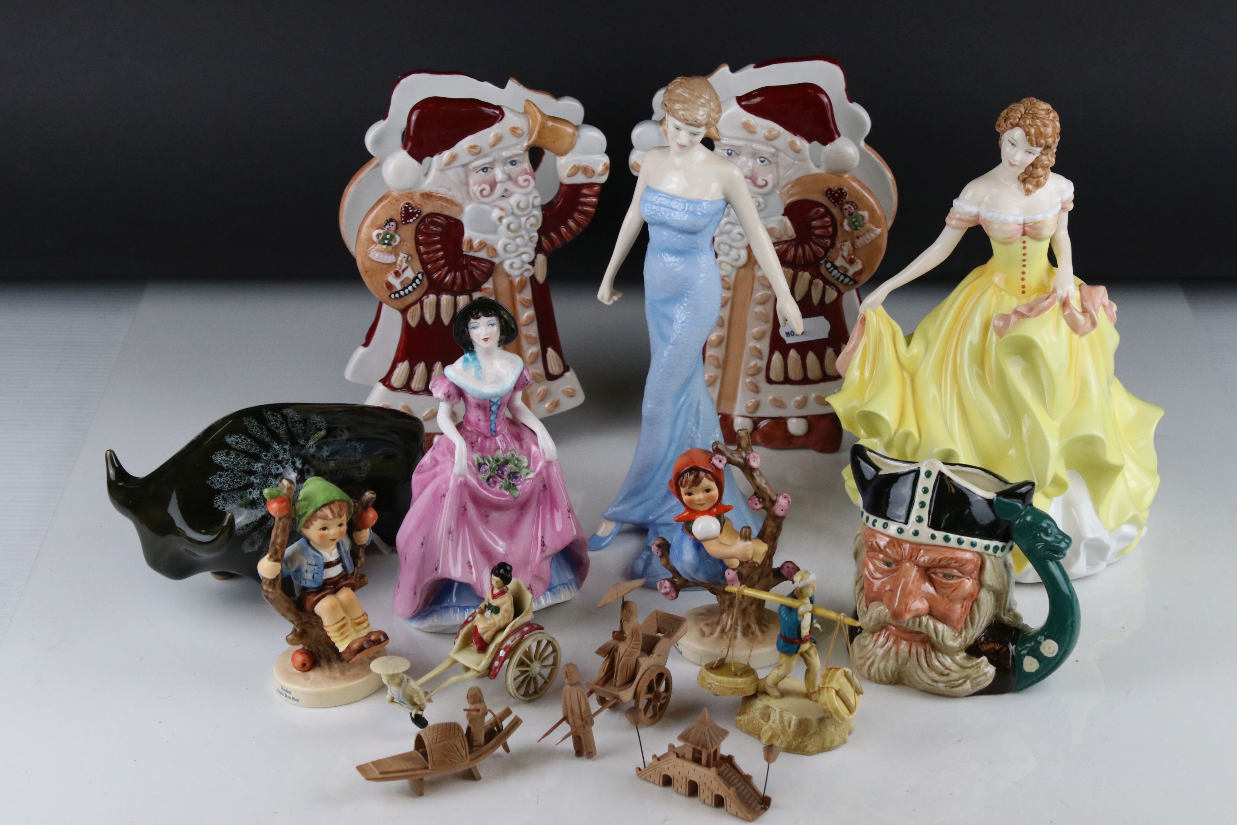 Mixed Lot of Ceramics including Two Royal Doulton Figurines and a Coalport Figurine, Pair of