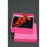 Boxed Lea Stein style red fox brooch