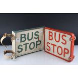 Two Mid 20th century Cast Aluminium Double Sided Bus Stop Signs, one manufactured by Bergo and the