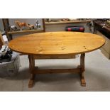 Pine Oval Drop-flap Refectory style Dining Table, 168cms long x 76cms high