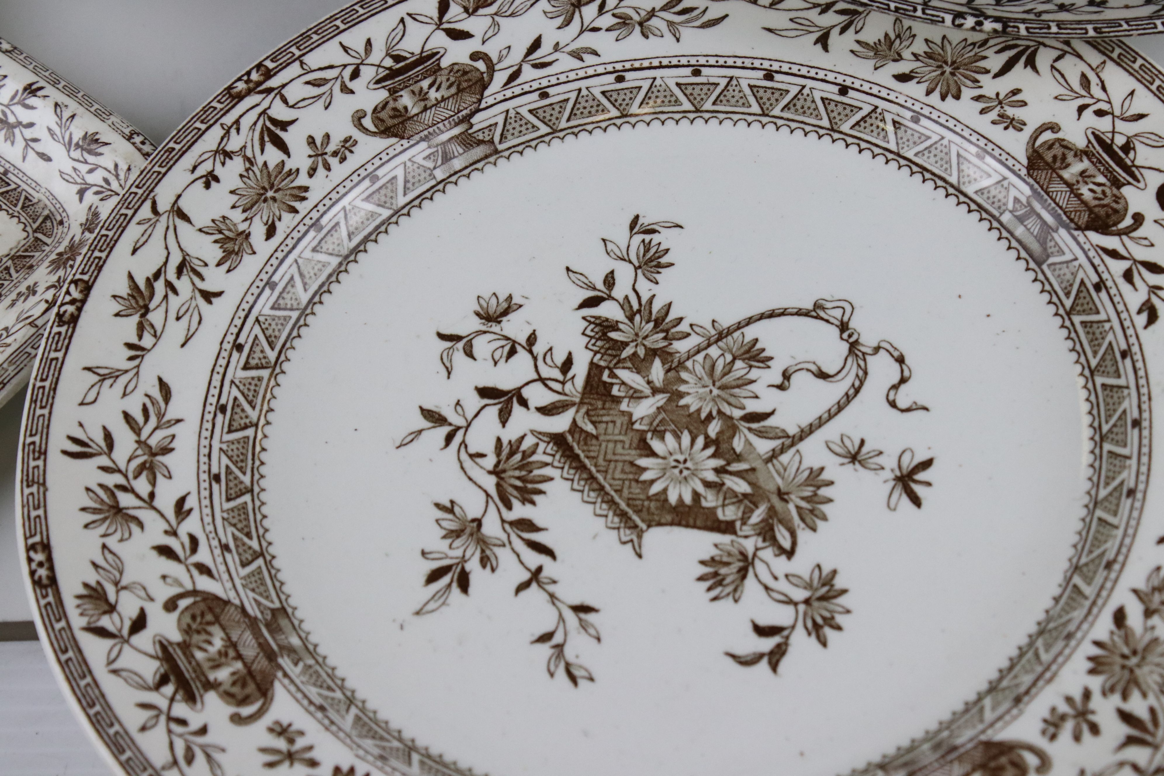 Victorian Part Dinner Service marked to base ' Honfleur P B & S ' including Four Graduating Meat - Image 2 of 6