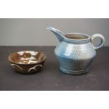 A Jane Hamlyn studio Pottery salt glazed jug together with a stoneware bowl by Peter Care..