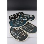 Railway interest - Five Cast Iron Wagon Plates including Ashford, Darlington and Shildon, 28cms long