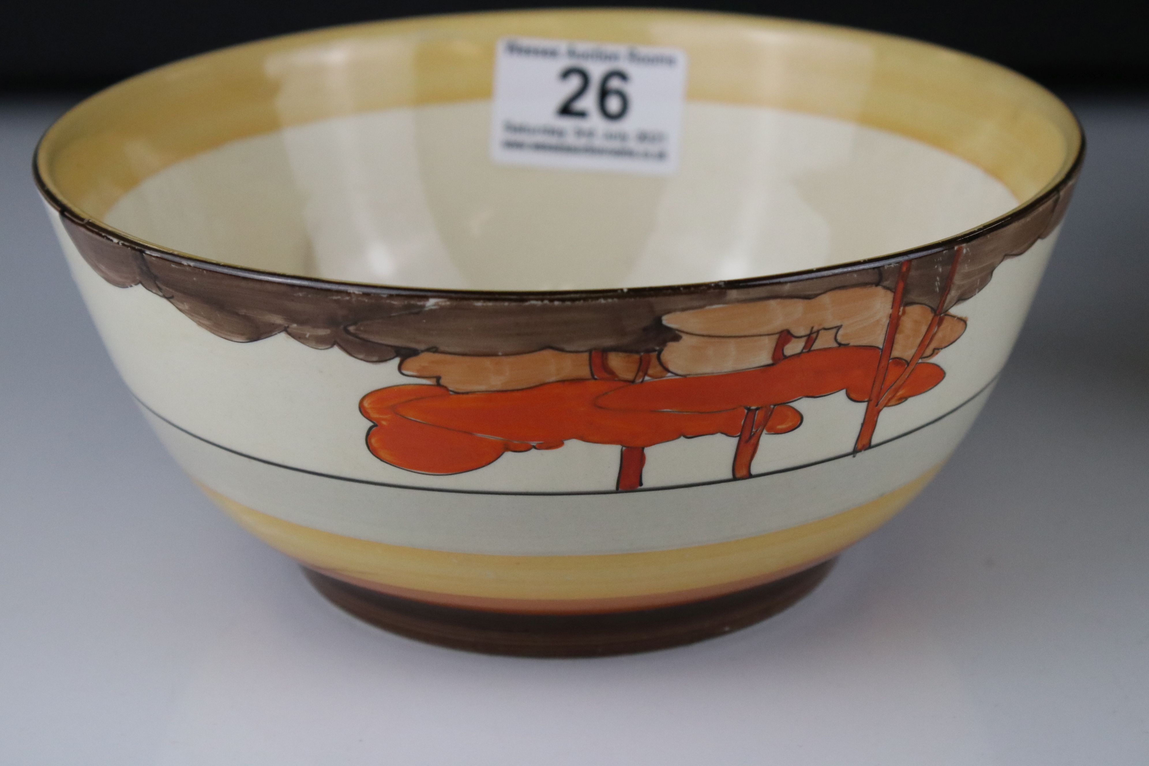 Seven items of Clarice Cliff Pottery including Bizarre Crocus Patter Preserve Jar, Bizarre Bowl - Image 25 of 28