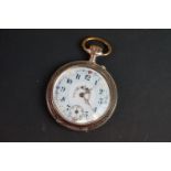 A continental .800 silver pocket watch with floral decorative enamel and sub second hand to 6 o'