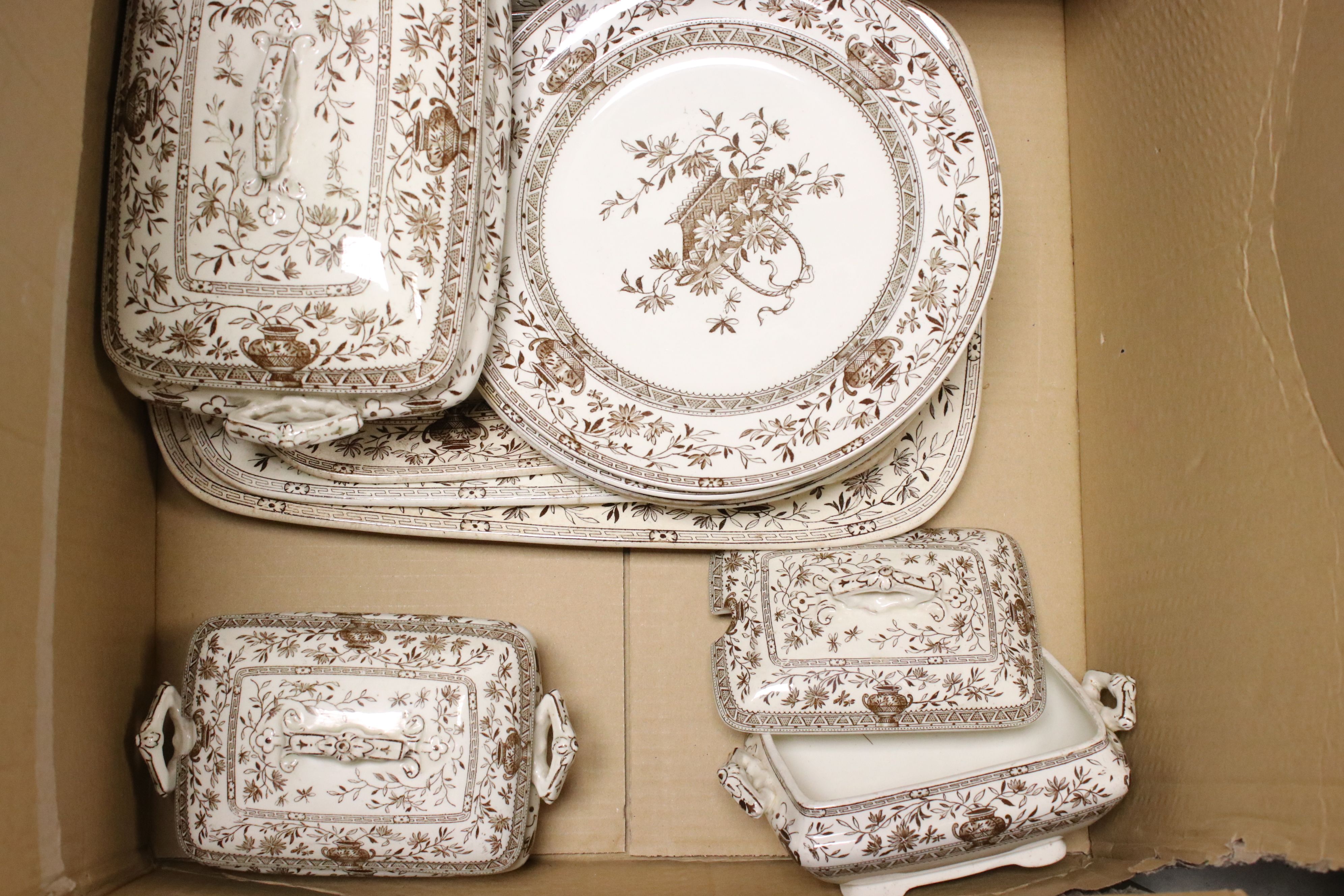 Victorian Part Dinner Service marked to base ' Honfleur P B & S ' including Four Graduating Meat - Image 5 of 6