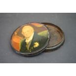 A 18th / 19th century paper mâché snuff box with portrait decoration or George IV to the lid