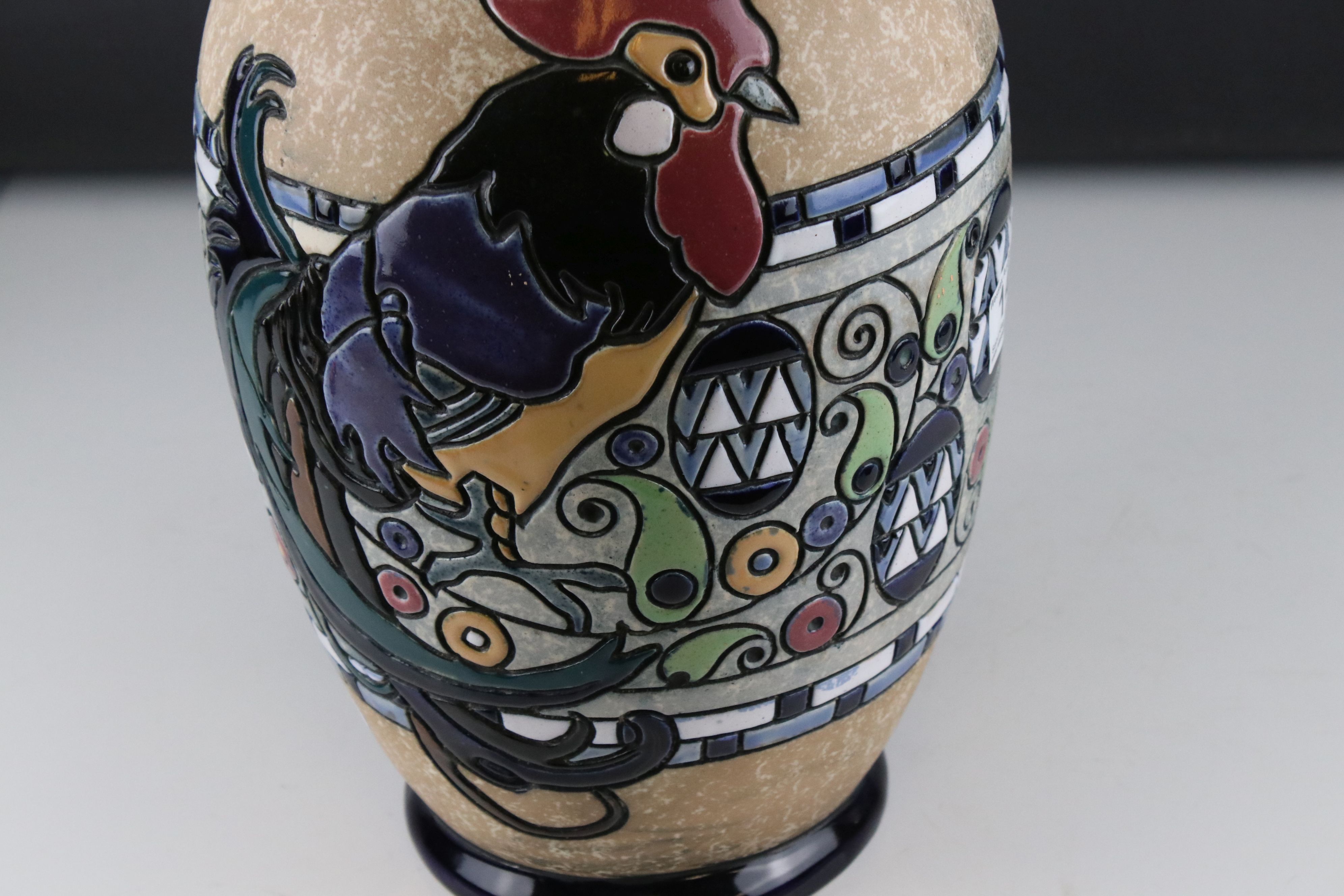 Amphora Pottery Vase with Cockerel / Rooster design, 36cms high - Image 2 of 6