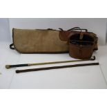 A small group of collectables to include a gun case, binoculars and a riding crop.