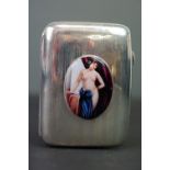 Silver and enamel case depicting a nude woman