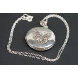 Silver butterfly locket pendant necklace
