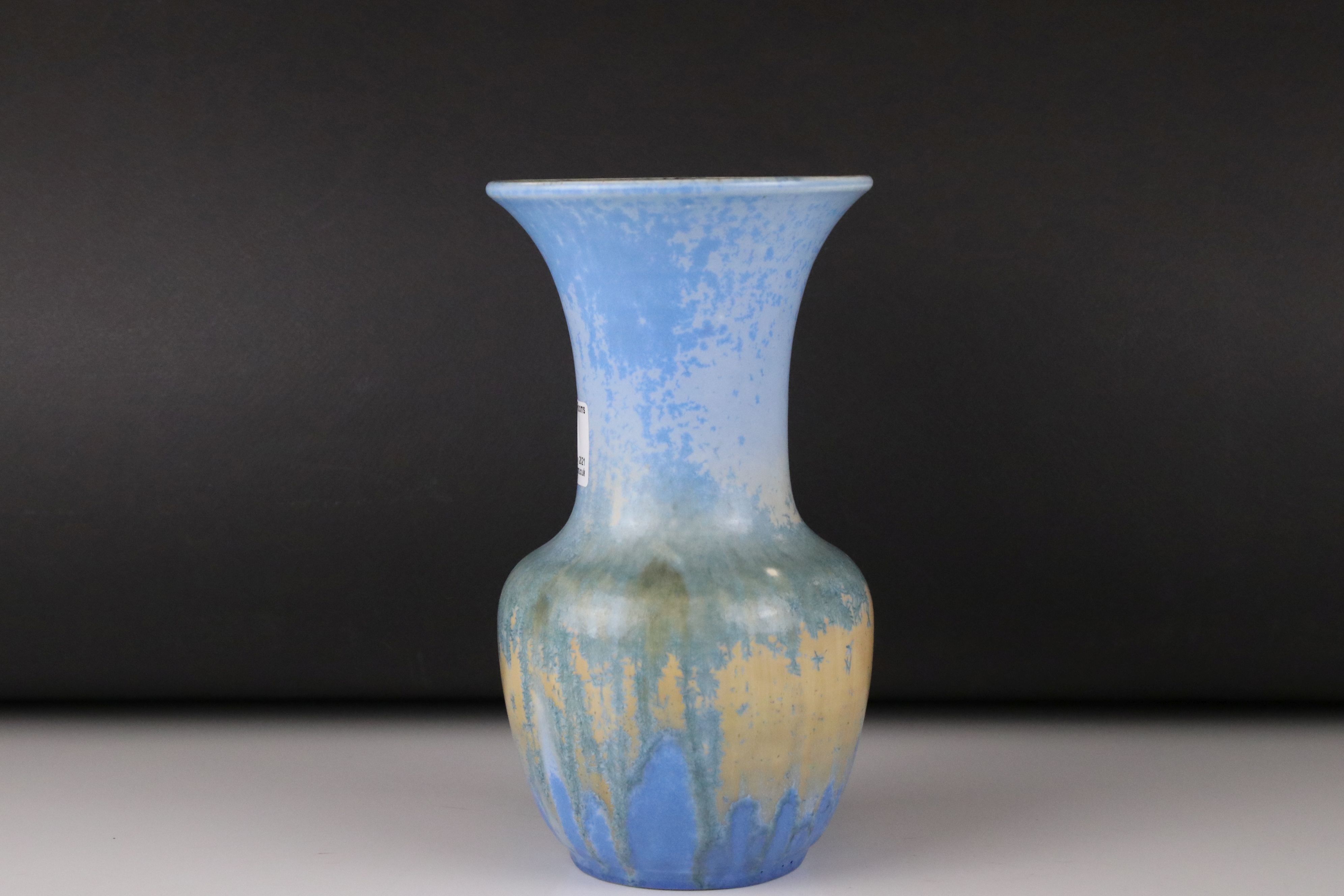 A 20th century Ruskin pottery trumpet shaped vase Crystalline Decoration impressed mark and 1932, 20 - Image 3 of 5