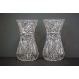 Pair of Large Cut Glass Vases, 32cms high