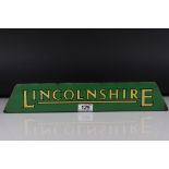 Enamel Upright Standing Sign ' Lincolnshire ', 43cms x 8cms
