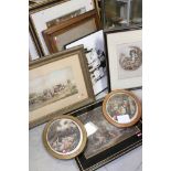 A Quantity pictures to include pair of antique Bartolozzi prints coloured print of salisbury After