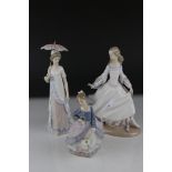 Three boxed Lladro figures 5322 Girl with Parasol,4828 Cinderella,Lady with Parasol 5.212