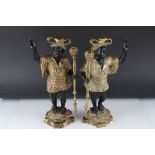 Pair of gilded bronze Italian style Blackamoor candlesticks 39 cm tall.