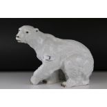 A large Royal Dux pottery Polar Bear 30 cm long x 24 cm tall.