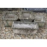 Pair of Composite Stone Garden Square Planters, each 45cms wide x 31cms high together with two other